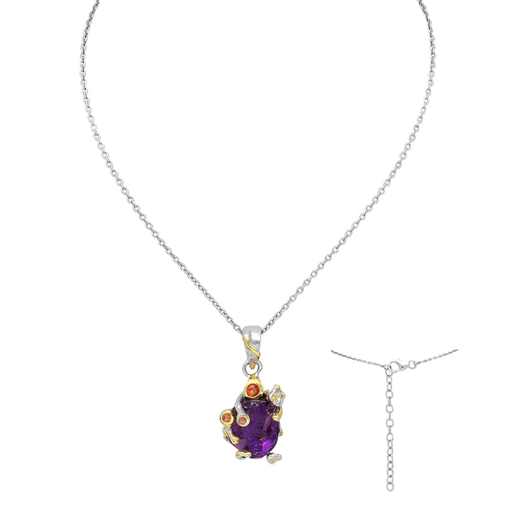 22K Gold Amethyst Silver Necklace