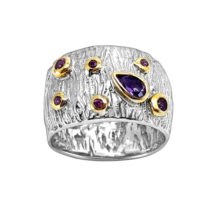 Amethyst & Rhodolite Silver Ring