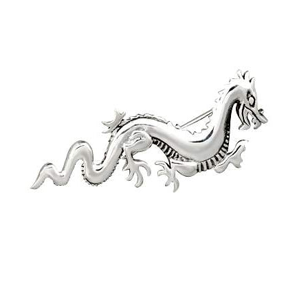 Silver Dragon Brooch Pin
