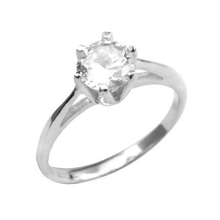 Sterling Silver Cubic Zirconia Solitaire Ring | SilverAndGold
