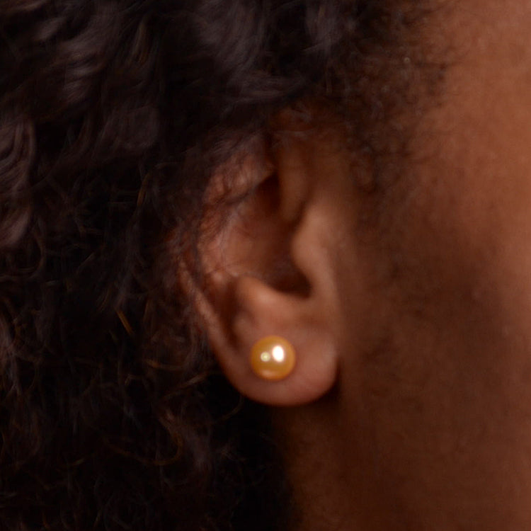 8 mm Gold Cultured Pearl Earrings | SilverAndGold