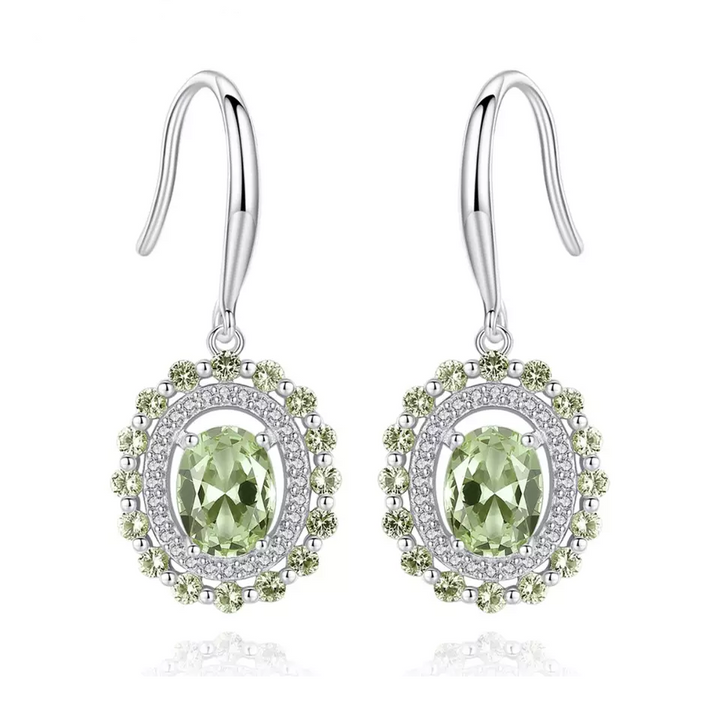 Peridot Simulant Silver Earrings