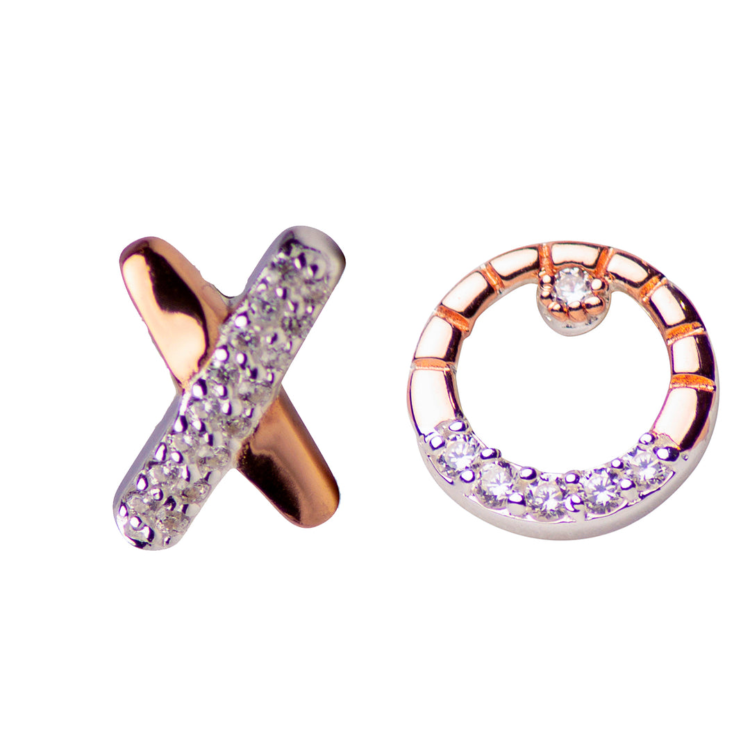 X's & O's CZ & 14K Gold Plated Sterling Silver Hugs & Kisses Earrings