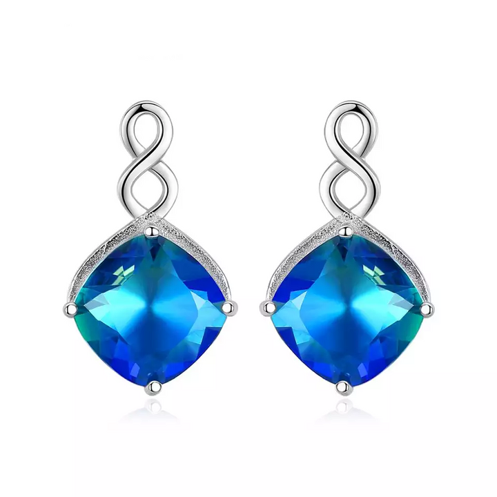 Sapphire Simulant Silver Earrings