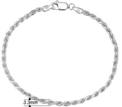 Diamond Cut Braided Rope Chain Bracelet 3.3 mm