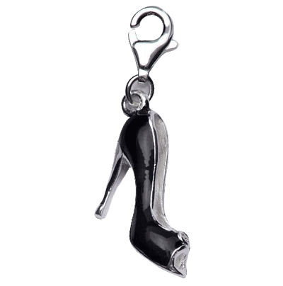 Sterling Silver and Black Enamel Open-toe High Heel Shoe Charm - SilverAndGold.com Silver And Gold