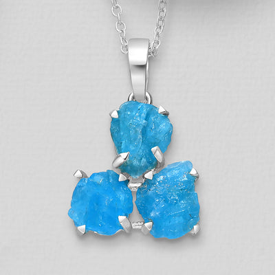 Blue Apatite Silver Pendant