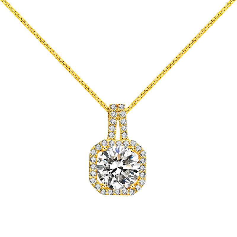 Diamond Simulant Gold Necklace