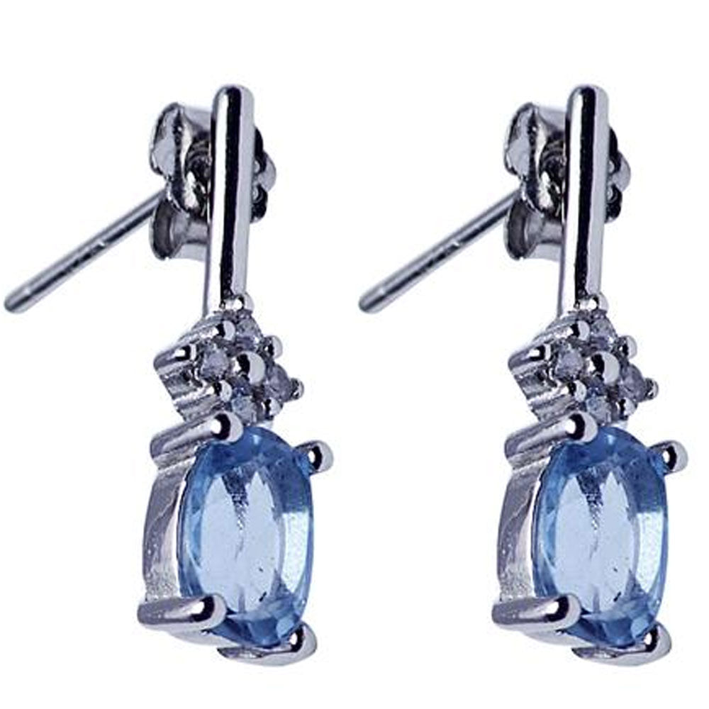 Blue Topaz & Swarovski Crystal Drop Earrings | SilverAndGold