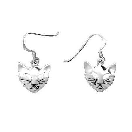 Sterling Silver Cat Earrings | SilverAndGold