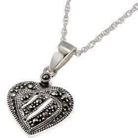Silver and Marcasite Heart Pendant