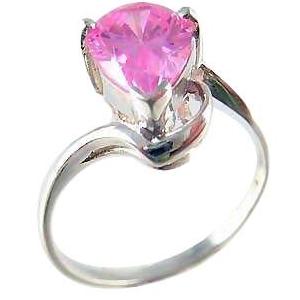 Silver Pear Cut Pink Gemstone Ring