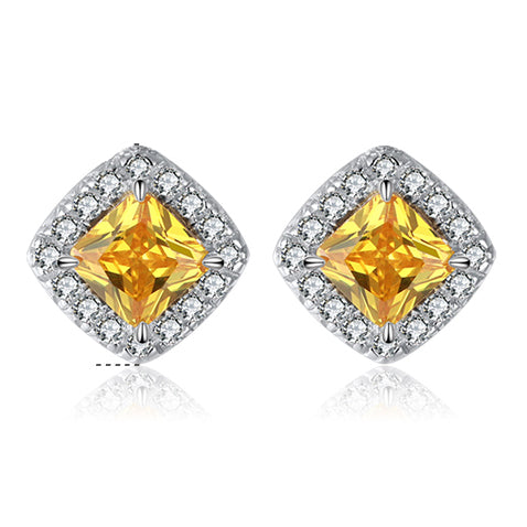 Princess Cut Yellow Diamond Simulant Earrings