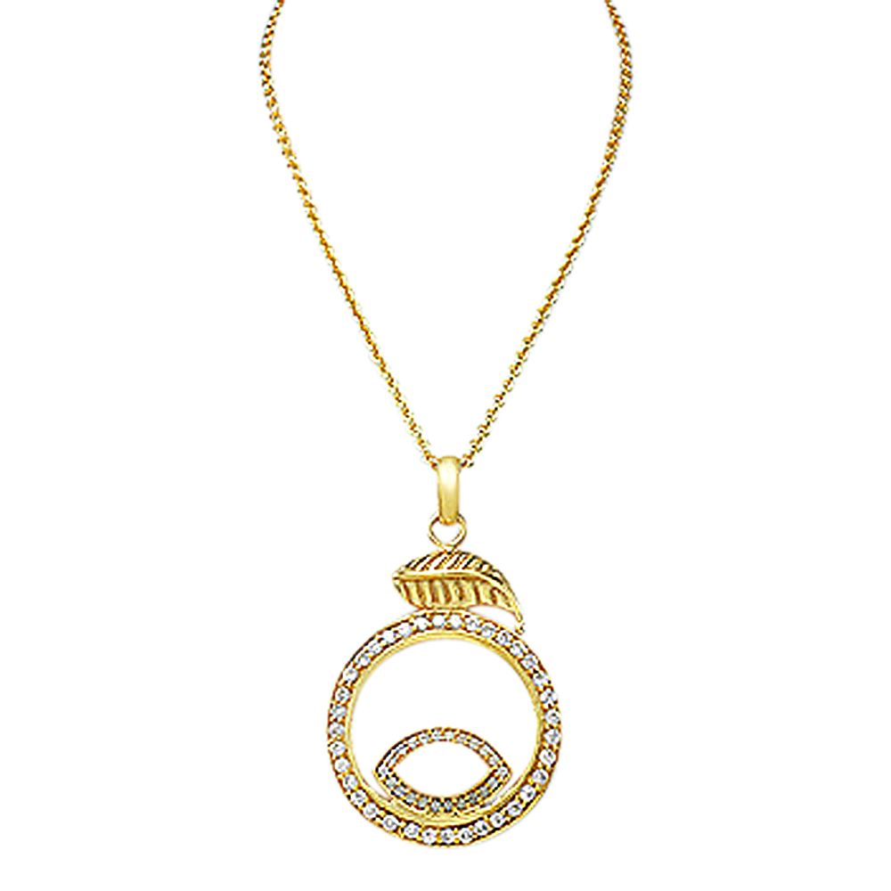 Created Moonstone & Diamond Simulant 18K Gold Over Brass Leaf Necklace