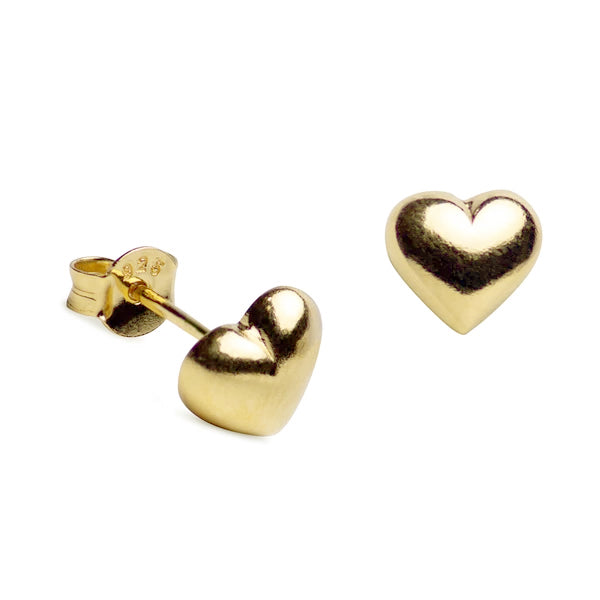 14K Yellow Gold Plated Heart Post Earrings | SilverAndGold