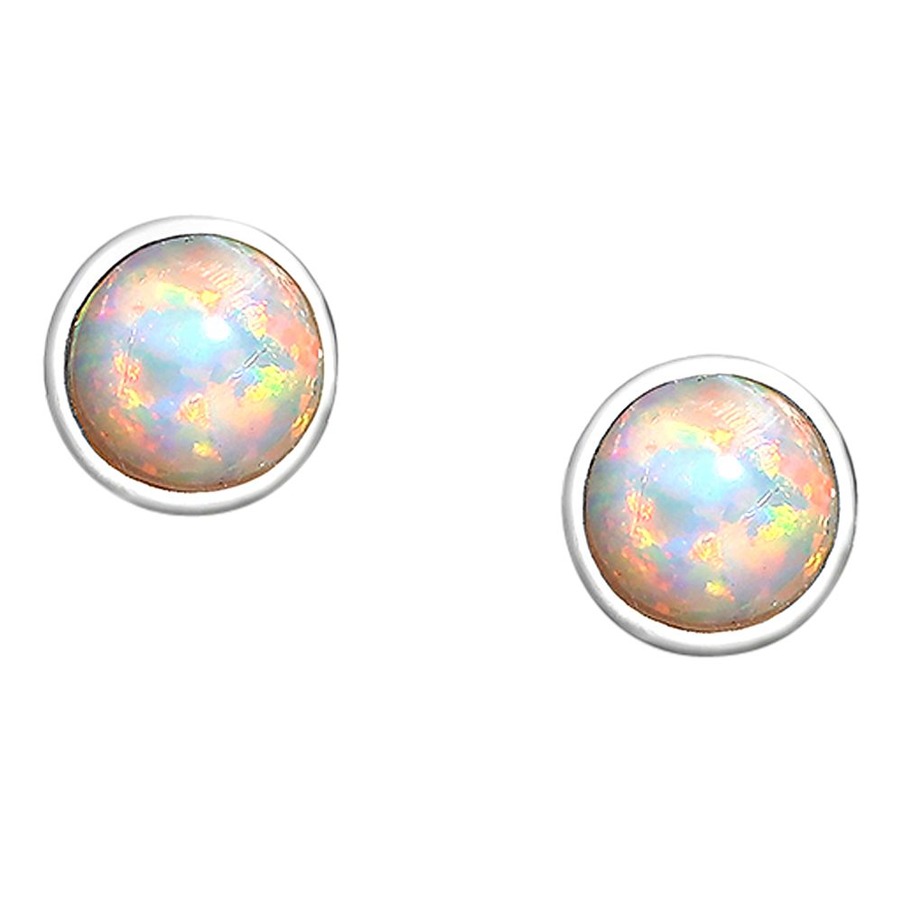 Created Opal Silver Earrings