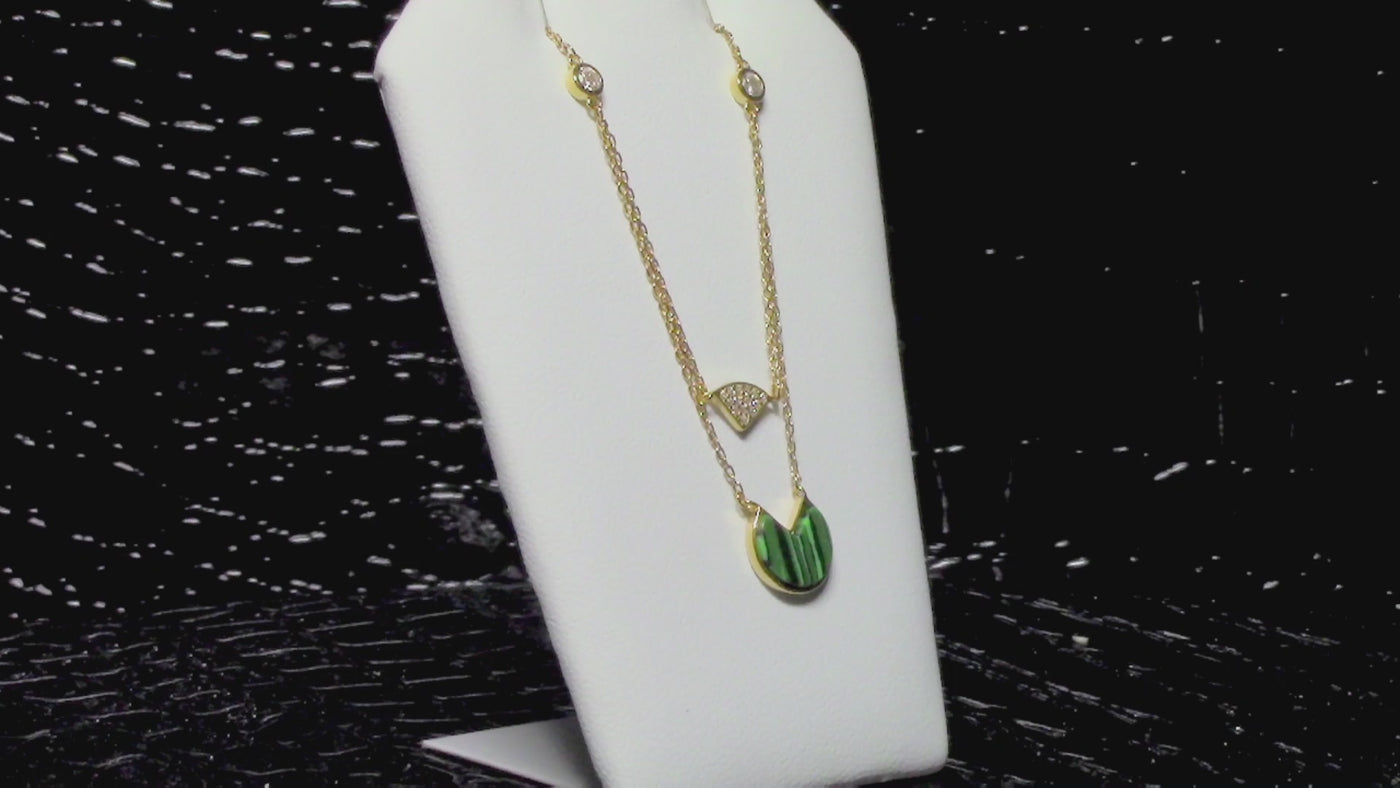 Malachite Simulant Gold Layer Necklace