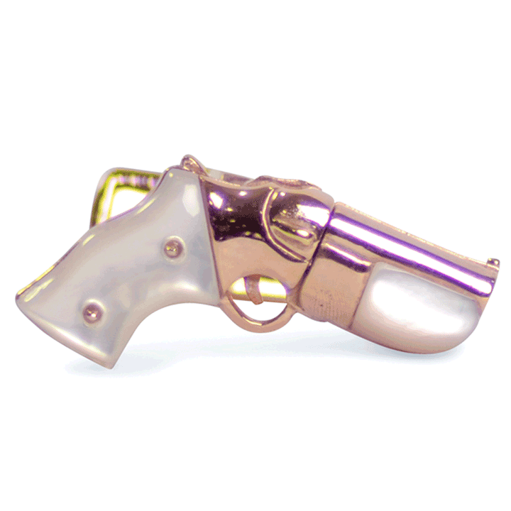 Double Barrel Mother of Pearl Gold Plated Gun Cufflinks | SilveAndGold
