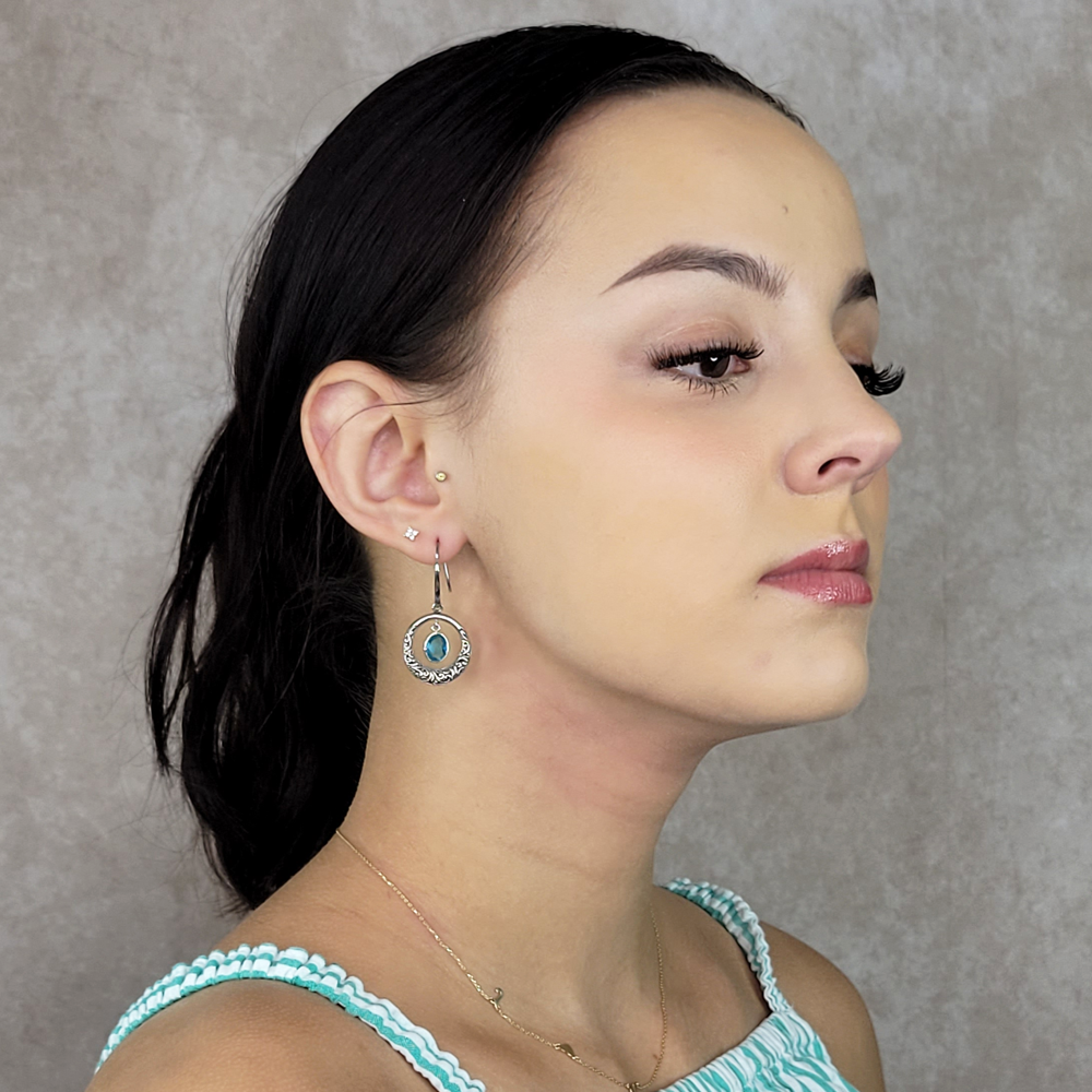 Blue Topaz Quartz Silver Earrings