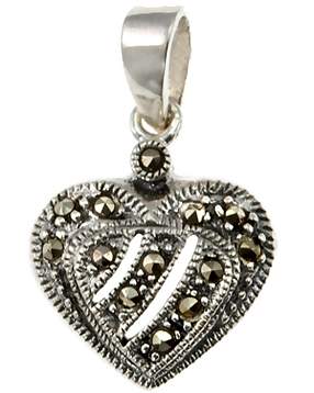 Silver and Marcasite Heart Pendant
