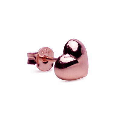 14K Rose Gold Plated Heart Post Earrings | SilverAndGold