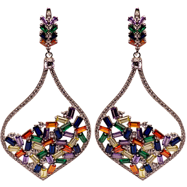 Colorful Crystal Sterling Silver Chandelier Earrings | SilverAndGold