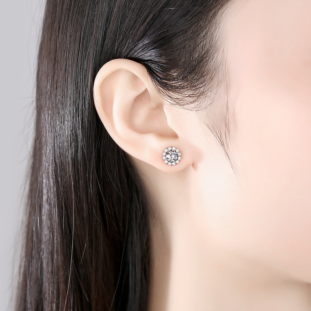 1 TCW Moissanite Silver Earrings