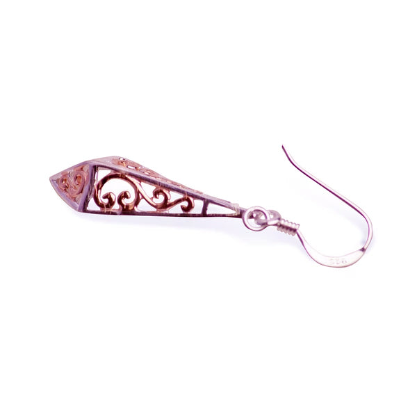 Rose Gold Filigree Dangle Earrings | SilverAndGold