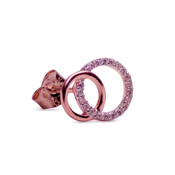 Cubic Zirconia & 14K Rose Gold Plated Circle Earrings | SilverAndGold