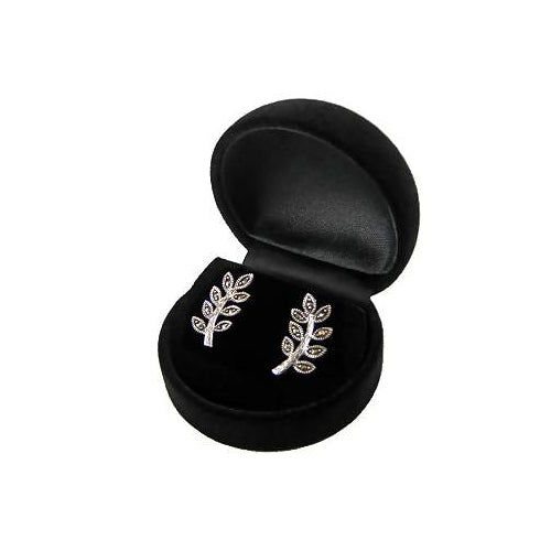 Sterling Silver Marcasite Leaf Earrings | SilverAndGold
