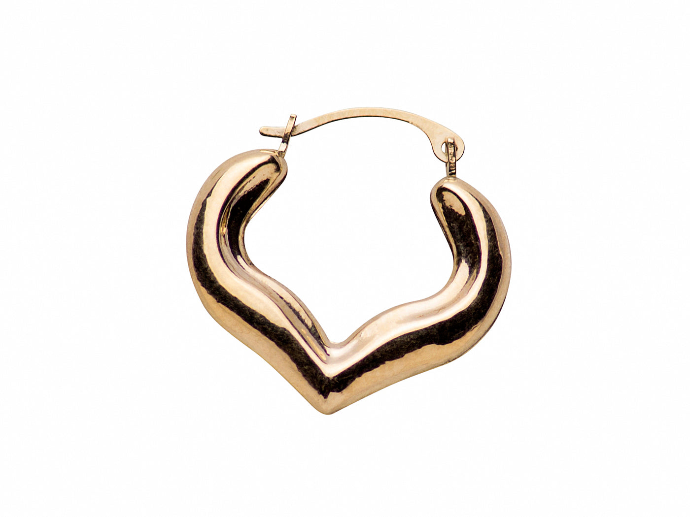 10K Yellow Gold Heart Shape Hoop Earrings | SilverAndGold