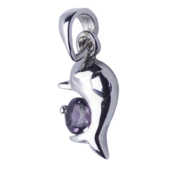 Amethyst Dolphin Silver Pendant