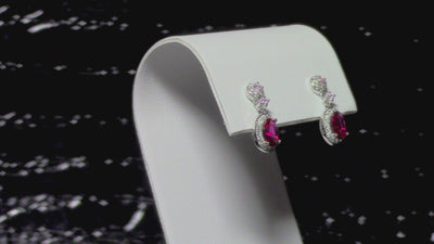 Ruby Simulant Silver Earrings