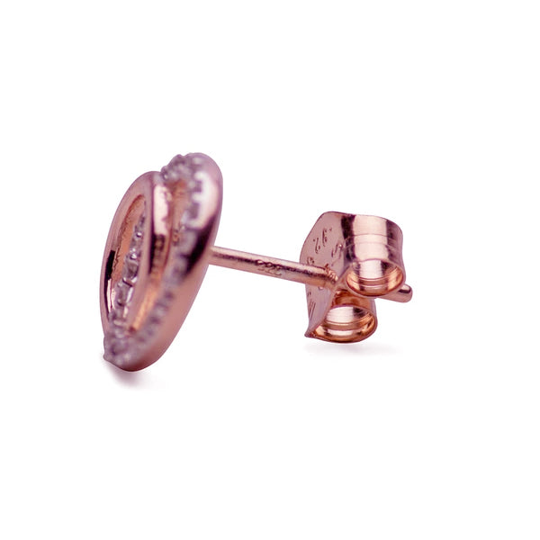 Cubic Zirconia & 14K Rose Gold Plated Circle Earrings | SilverAndGold