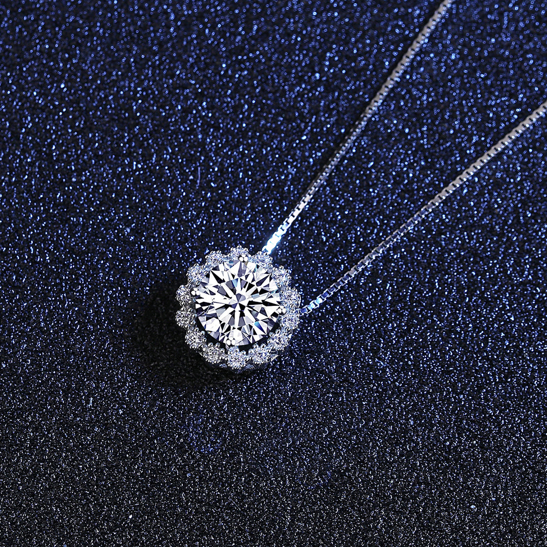 1 CT Moissanite Silver Necklace