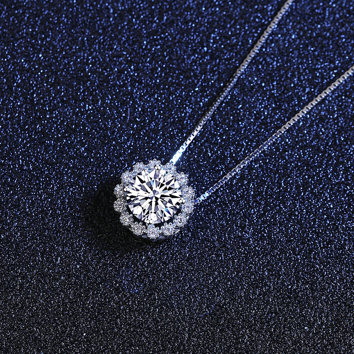 1 CT Moissanite Silver Necklace