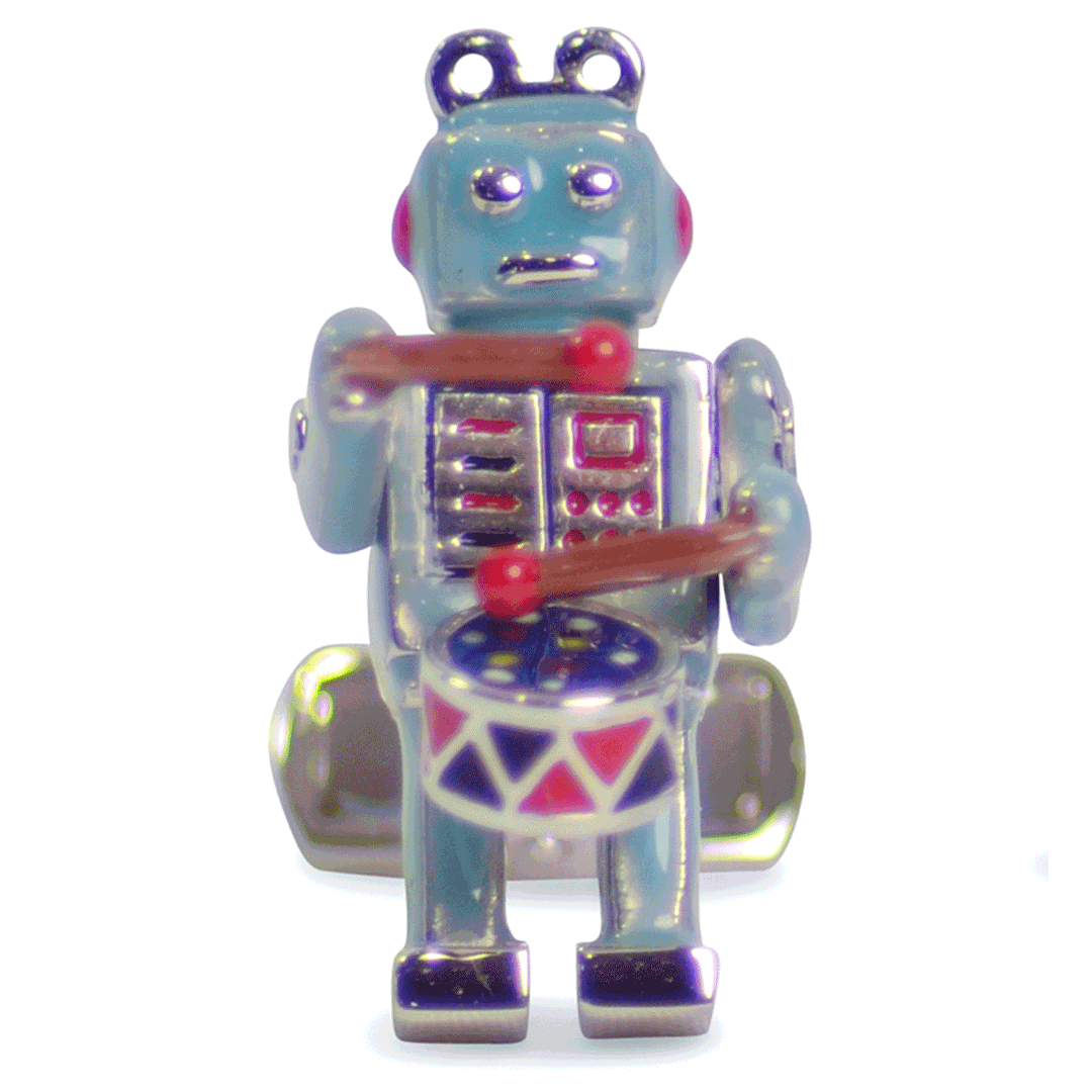 Little Drumming Robot Sterling Silver Cufflinks | SilverAndGold