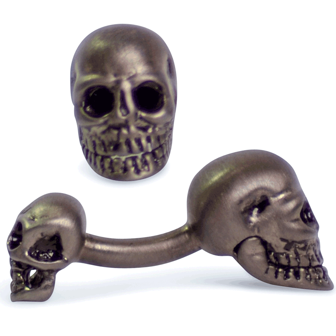 Movable Jaw Oxidized Sterling Silver Skull Cufflinks | SilverAndGold