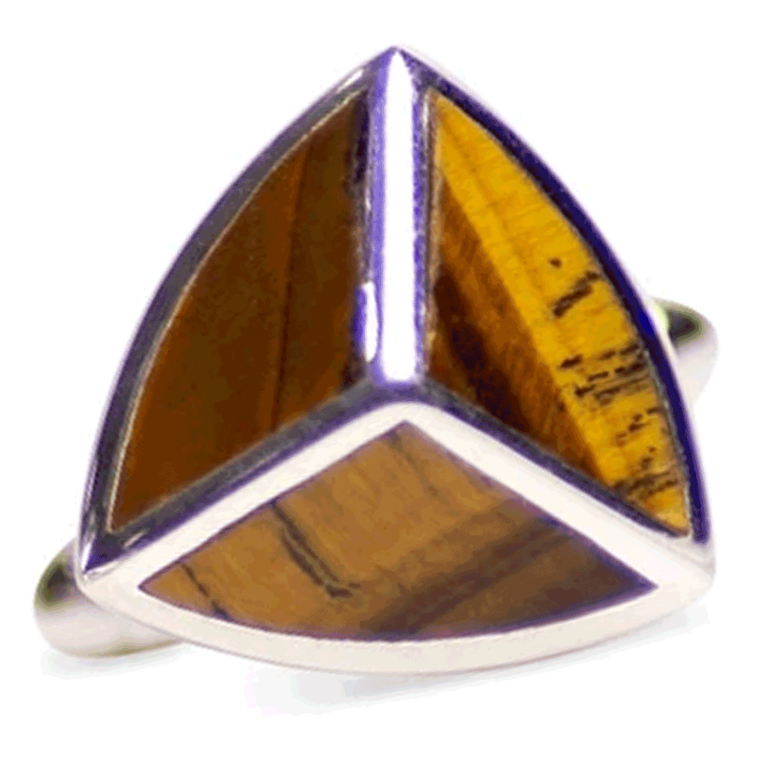Tiger Eye & Sterling Silver Triangular Cufflinks | SilverAndGold