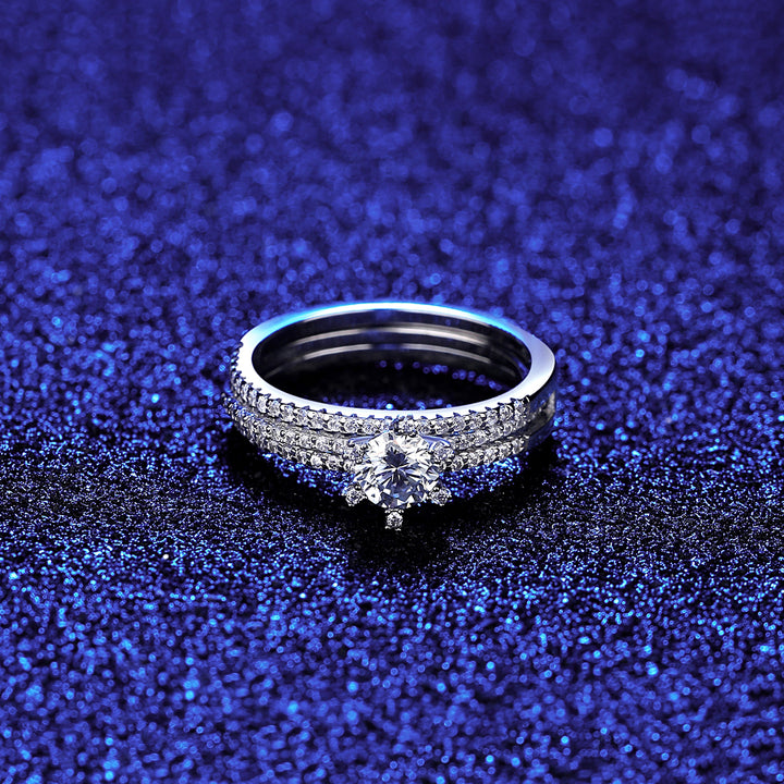 1 ct Moissanite Silver Bridal Set