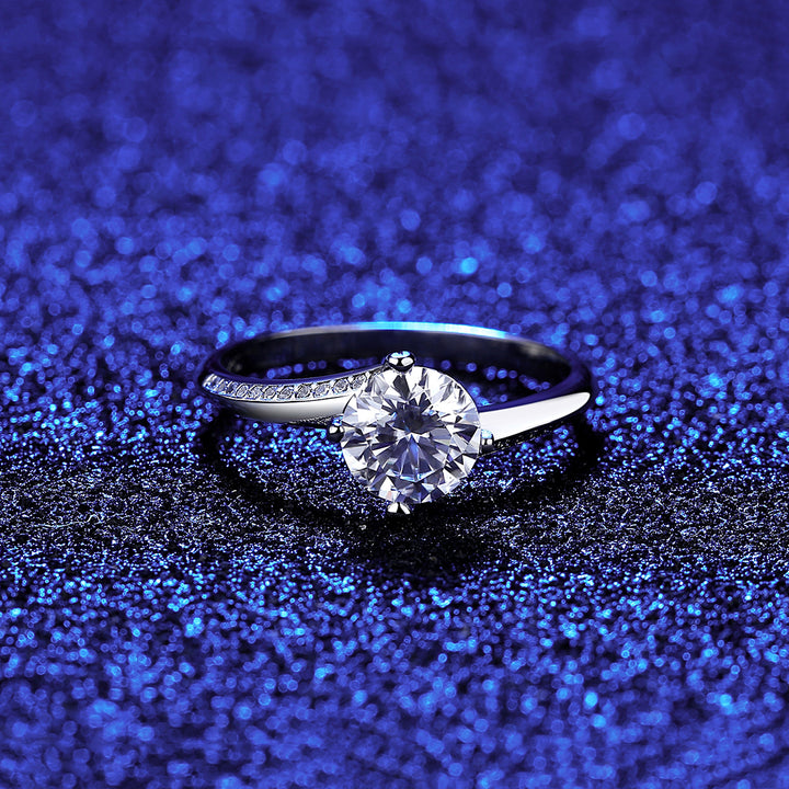 1 ct Moissanite Solitaire Silver Ring
