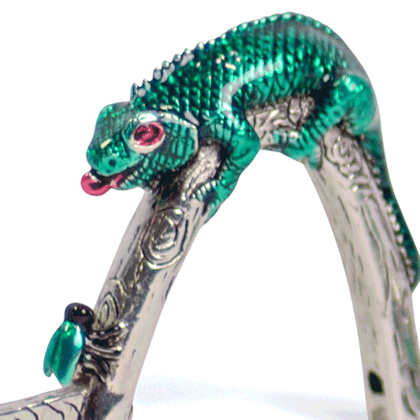 Green Iguana Sterling Silver Cufflinks | SilverAndGold