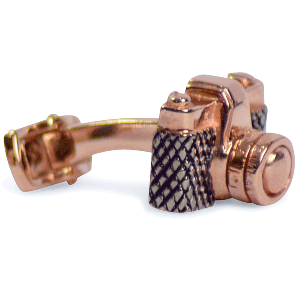 Camera Rose Gold Over Sterling Cufflinks | SilverAndGold