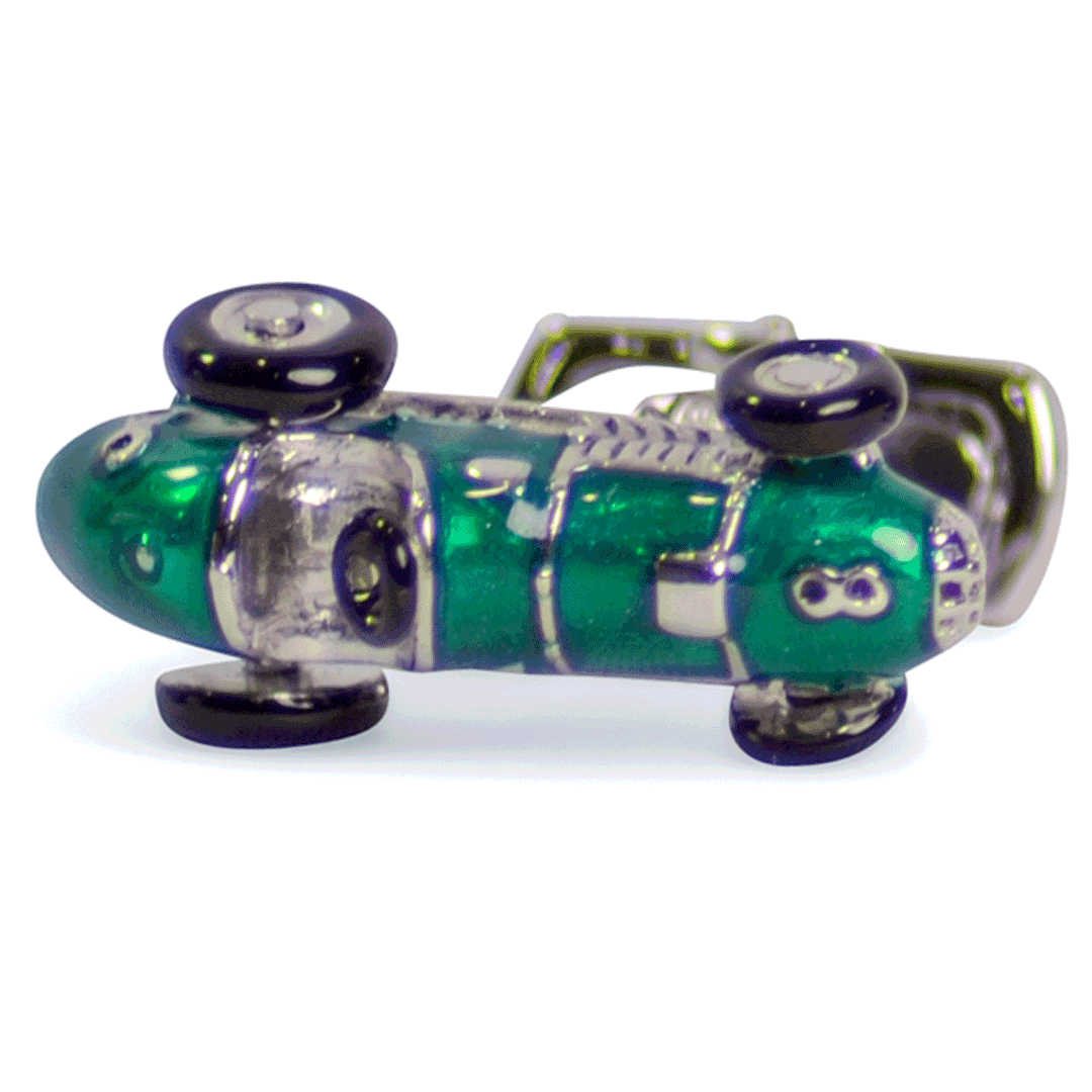 Green Racecar Sterling Silver Cufflinks | SilverAndGold