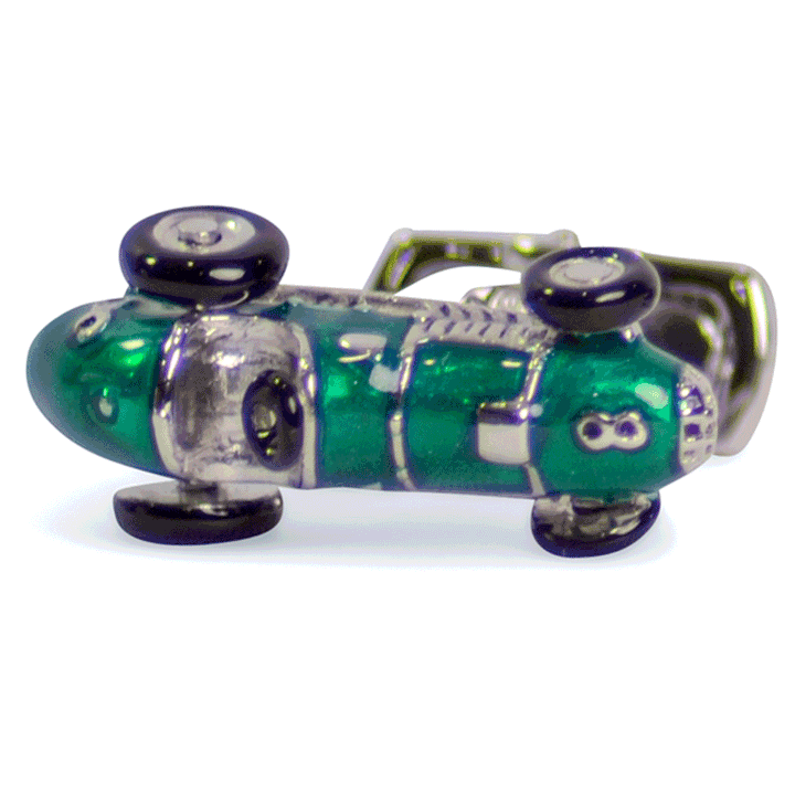 Green Racecar Sterling Silver Cufflinks | SilverAndGold