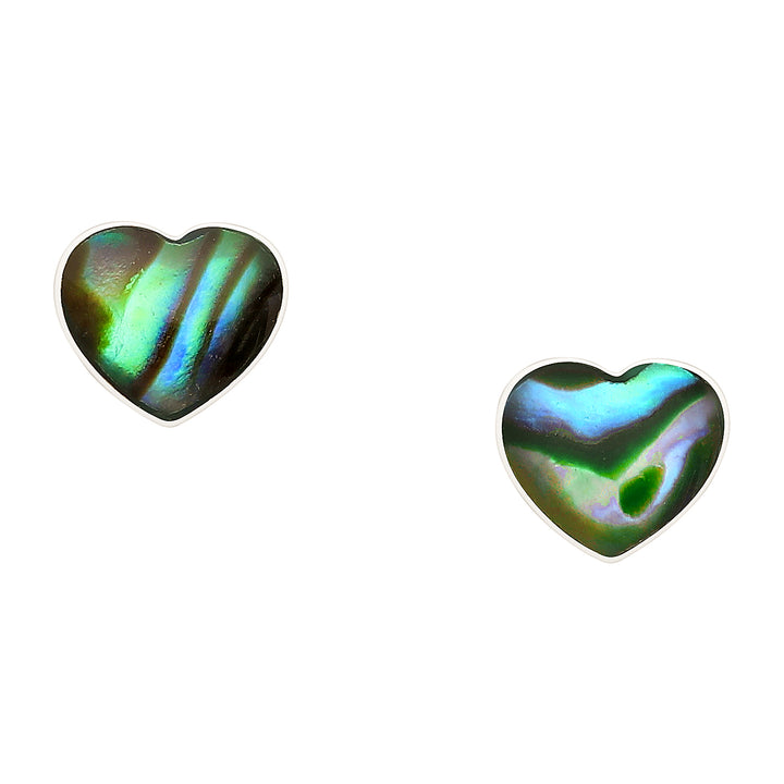 Freshwater Abalone Silver Heart Earrings