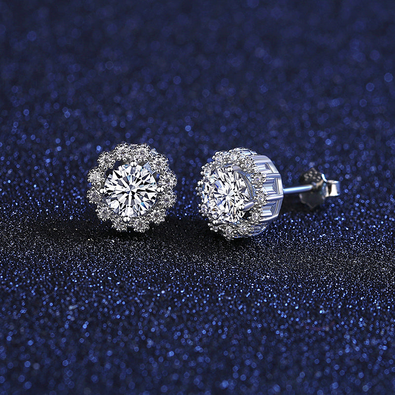 1 TCW Moissanite Silver Earrings