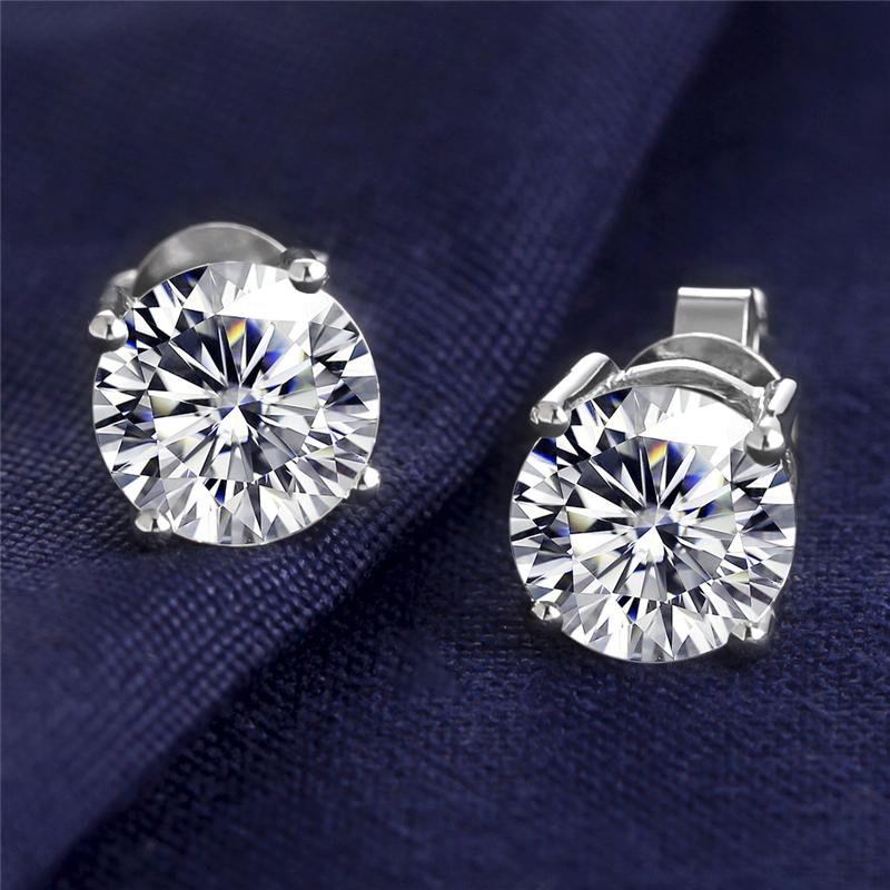 14K Gold 2 TCW Created Diamond Earrings