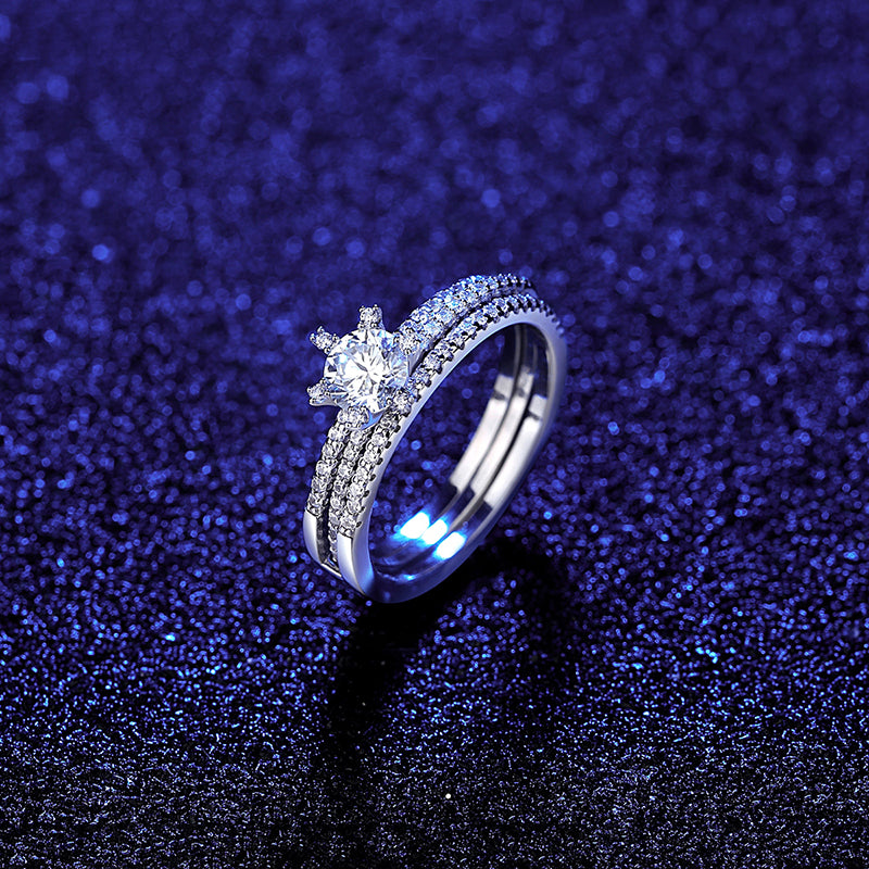 1 ct Moissanite Silver Bridal Set