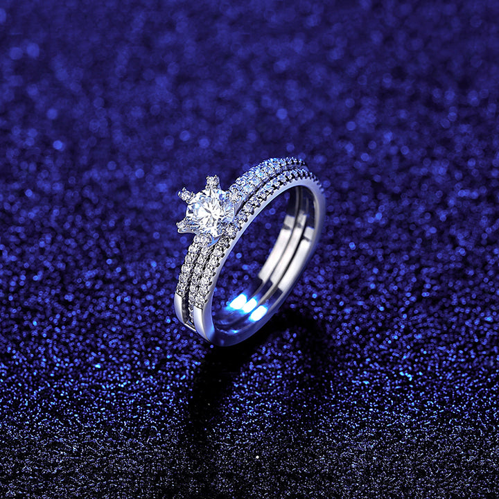 1 ct Moissanite Silver Bridal Set